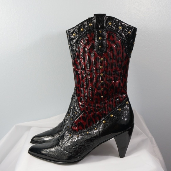 J.Renee Shoes - J. Renee Ellyne Boots Red/Black Leopard Size 9M